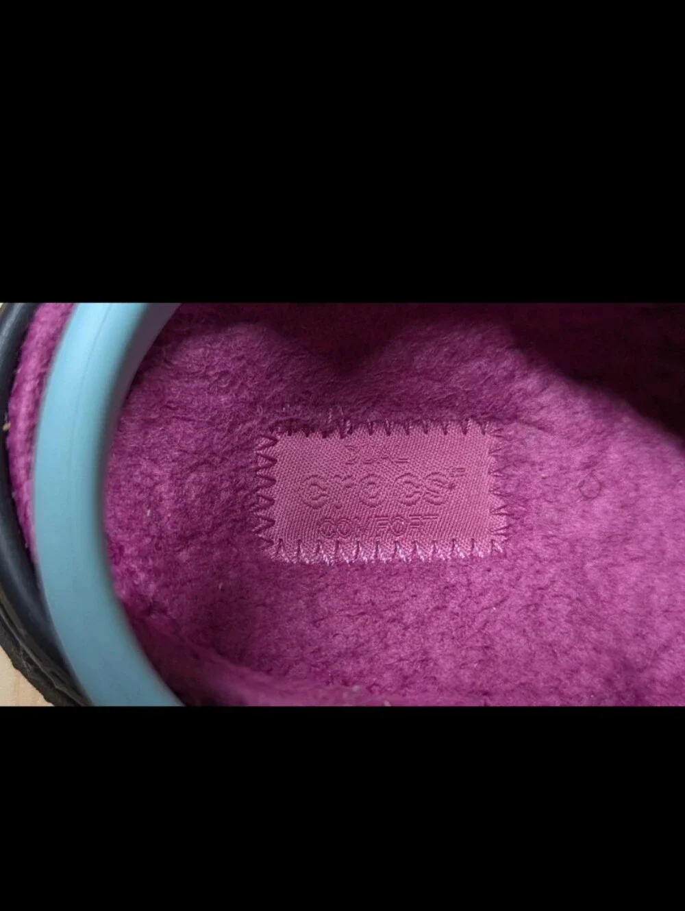 Crocs Black Shoes Women's 7 Fuscia Fleece Lining Teal Strap